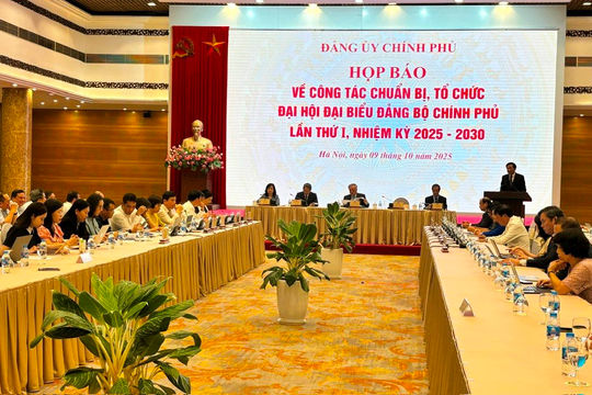 Đại hội Đại biểu Đảng bộ Chính phủ lần thứ 1 sẽ diễn ra vào ngày 12-13/10