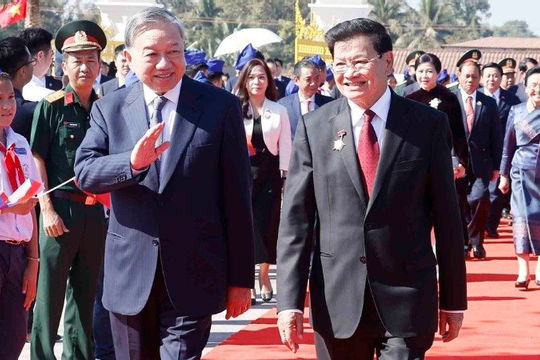 Tổng Bí thư Tô Lâm dự Lễ khánh thành Công viên Hữu nghị Lào-Việt Nam