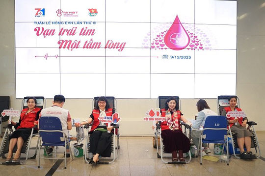 EVN triển khai chương trình hiến máu tình nguyện Tuần lễ hồng EVN lần thứ XI: Vạn trái tim - Một tấm lòng 