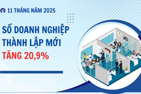 Infographic - 11 tháng năm 2025, số doanh nghiệp thành lập mới tăng 20,9%
