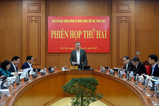 Phiên họp thứ hai, Ban Chỉ đạo Trung ương về hoàn thiện thể chế, pháp luật