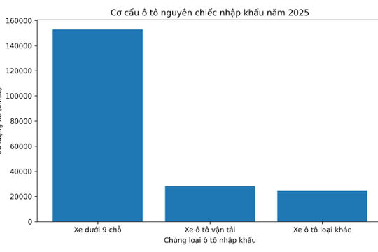 Năm 2025, nhập khẩu ô tô đạt 4,74 tỷ USD, tăng hơn 31%
