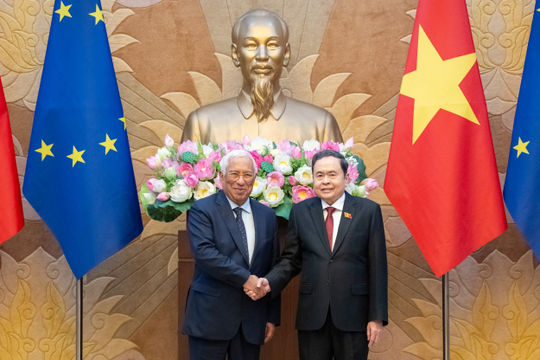 Chủ tịch Quốc hội Trần Thanh Mẫn hội kiến Chủ tịch Hội đồng châu Âu Antonio Costa