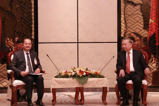 Tổng Bí thư Tô Lâm tiếp Chủ tịch Mặt trận Lào xây dựng đất nước