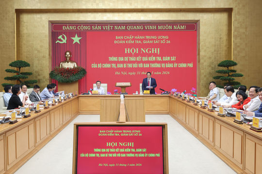 Thông qua Báo cáo kiểm tra, giám sát của Bộ Chính trị, Ban Bí thư đối với Ban Thường vụ Đảng ủy Chính phủ