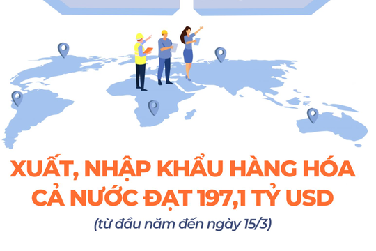 Infographics: Tổng kim ngạch xuất, nhập khẩu hàng hóa cả nước đạt 197,1 tỷ USD